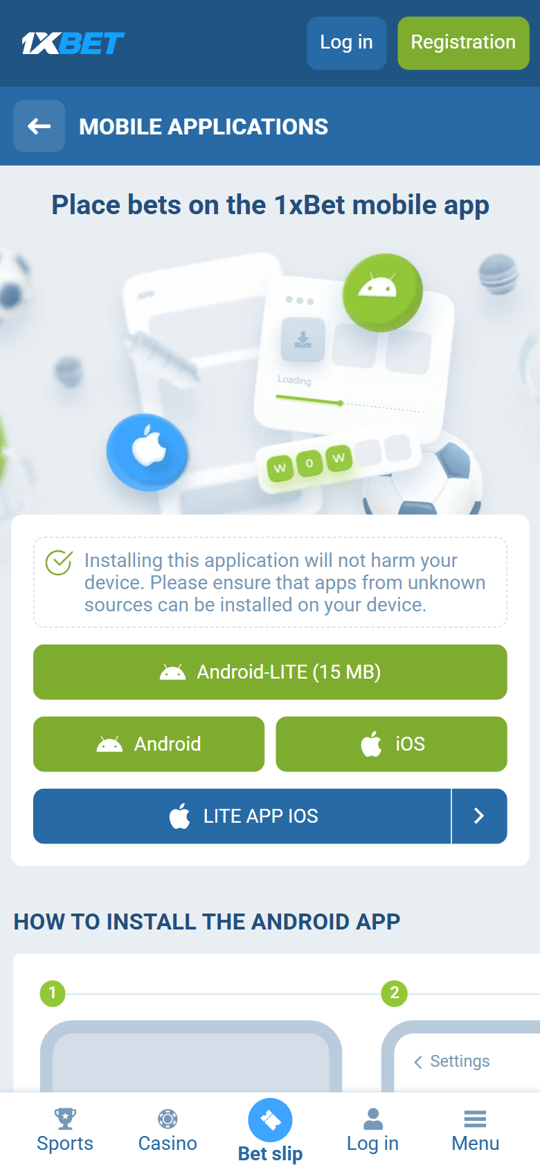 1xBet app download India — Android-LITE 15 MB Android iOS LITE APP IOS buttons