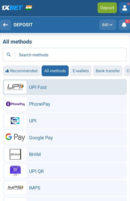 1xBet India deposit Choose method — UPI Fast TMWallet UPI QR PhonePay Skrill Crypto 1xBet India deposit Choose method — UPI Fast TMWallet UPI QR PhonePay Skrill Crypto