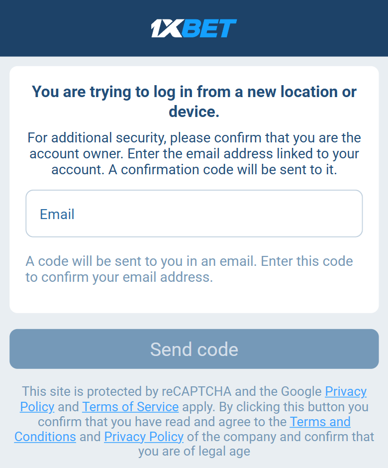 1xBet new device confirmation — not an ID-check rejection