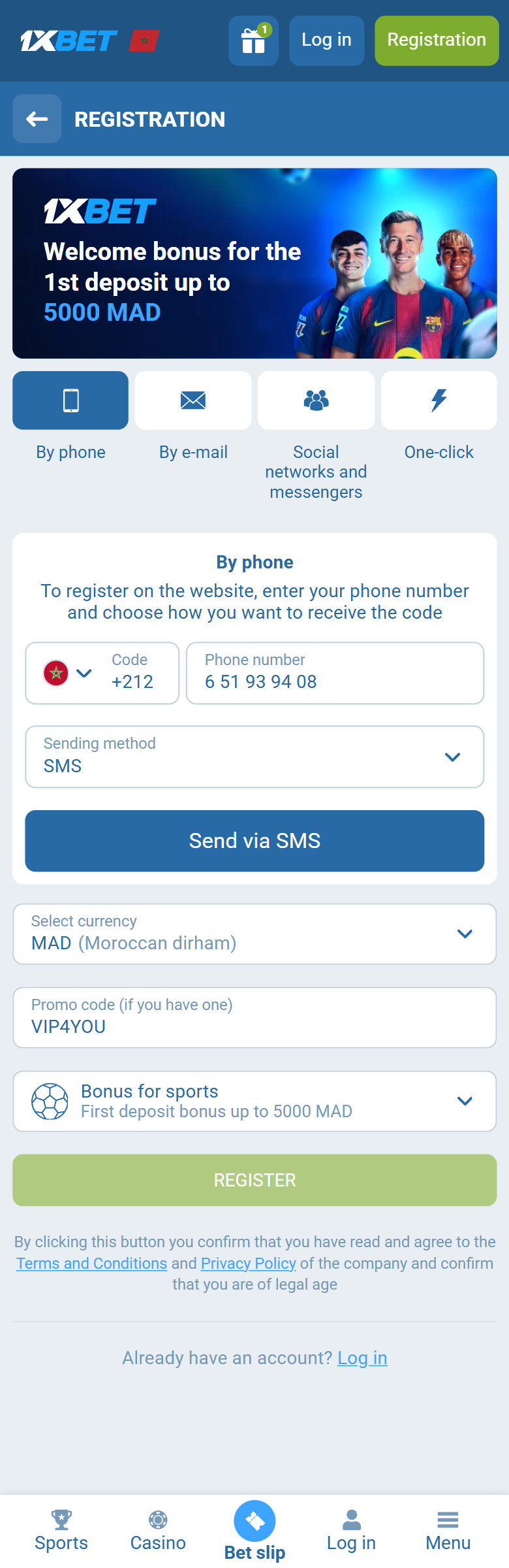 1xBet promo code Morocco VIP4YOU — Morocco registration By phone +212 MAD first deposit bonus up to 5000 MAD REGISTER 1xBet promo code Morocco VIP4YOU — Morocco registration By phone +212 MAD first deposit bonus up to 5000 MAD REGISTER