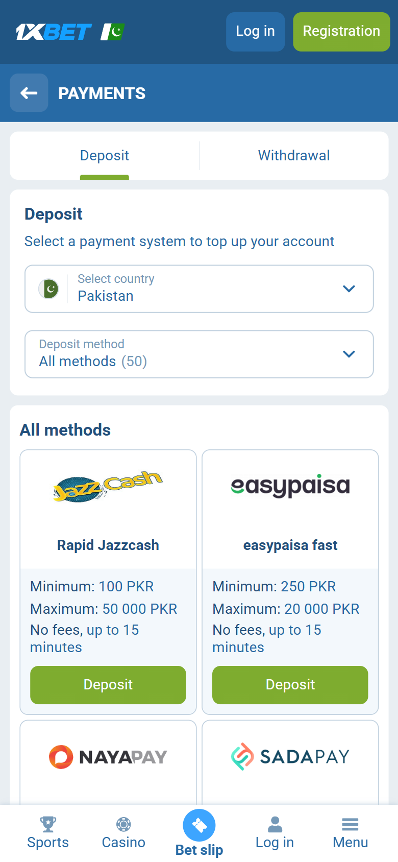 1xBet Pakistan deposit — JazzCash EasyPaisa NayaPay SadaPay Pakistan 100 PKR 1xBet Pakistan deposit — JazzCash EasyPaisa NayaPay SadaPay Pakistan 100 PKR