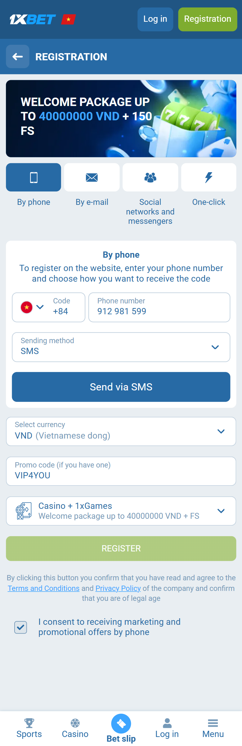1xBet promo code Vietnam VIP4YOU — Vietnam registration By phone +84 VND Casino 1xGames welcome 40000000 VND REGISTER 1xBet promo code Vietnam VIP4YOU — Vietnam registration By phone +84 VND Casino 1xGames welcome 40000000 VND REGISTER